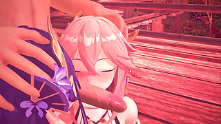 Genshin Impact - Raiden Shogun & Yae Miko Group Sex - 3D Hentai Animations