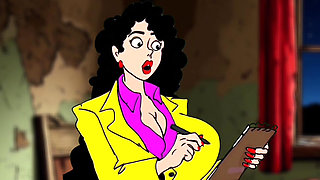 Married Busty Brunette Can't Resist the Sight of a Big Black Cock. Cartoon