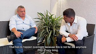 Excited brunette latina fucks random dude in her cuckold hubby's presense