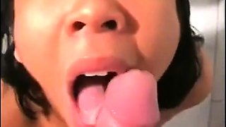 Asian GF Rides and Blows Big White Cock