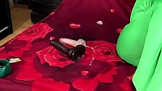 Full Zentai Encasement Toy Play. BBC Dildo Tease, Pussy Slaps and Smoking Through Nylon
