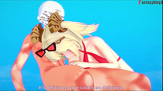 Burnice Bikini Blowjob on the Beach - 1 - Zenless Zone Zero (zzz)