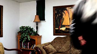 Amazing blonde enjoys fetish BDSM games with a dildo