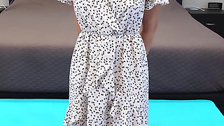 Sherry in a White Dress with Hearts