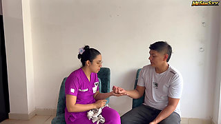 BIG ASS NURSE FUCKS HER PATIENT WHEN THE DOCTOR LEAVES.