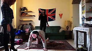 Mistress Gaia and friends humiliates a slave