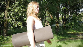 Sexy Russian Girl Smoking Cigarette Relaxed Outdoors