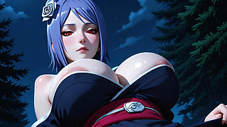Hentai masturbation pussy and huge cock, Konan Naruto compilation