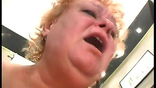 Young guy fucks grannys pussy wide open on the sofa