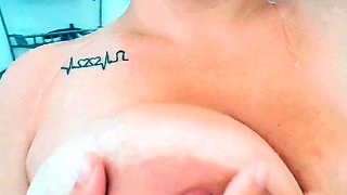 Playing with my tits in the shower