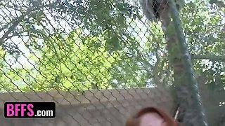 Bffs - horny tennis coach hoists his students' mini skirts and bangs their raw cunts on the area