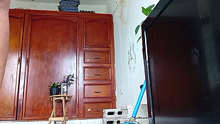 Mother-in-law told me that she cleaned the room in a thong