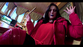 Cigar Blowjob & Ripped Pantyhose Pussy Massage & Cum on My Downjacket