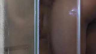Latina Swallows Cum in Shower