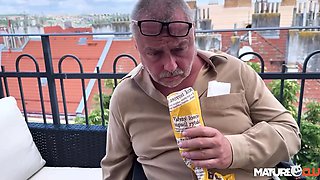 Lusty Blonde Mature BBW Cucks Her Old Hubby & Tempt a Young Man To Cheat On His GF