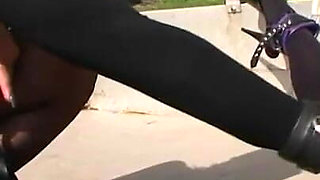 Fucked outdoors and tied to a pole