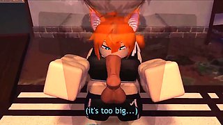 Ginger and brunette got their mouth stuffed 3D animation