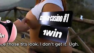 Outdoor suck off by Abella Olsen's wild stepsister in