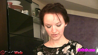 Nyllady Footplaying with a Phone Card in Patent Black Stockings