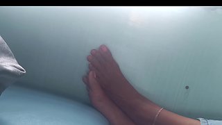 candid asian feet in train : candid soles close ups