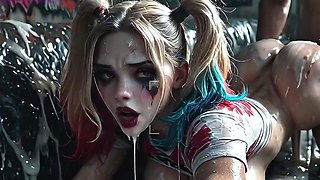 Harley Quinn Bathing in Sperm after Massive Creamy Loads