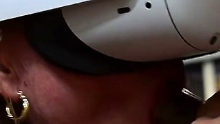 With VR Glasses on and No Panties, My Husband's Stepson Fucks Me