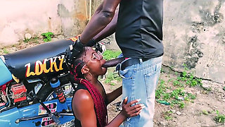 Standing Sex on a Bike - Petite Biker Gangster Fuck Her Man in Public Garage
