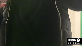 Martina Smeraldi takes Freddy Gong's BBC in dressing room public sex