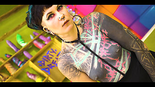 Goth Queen Teases Tiny Tits & Nipples Then Takes Rough Doggy, Dripping Facial Cumshot