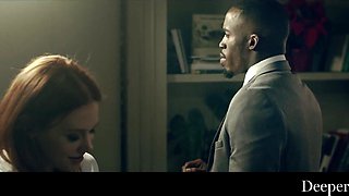 Redhead bitch letting this big black cock boss fuck her hard