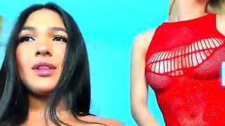 Big Tits Tranny Jerking her Big Hard Cock