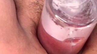 Closeup Extreme Anal and Pussy Pumping. Stretching with My Favorite Glass Toy.