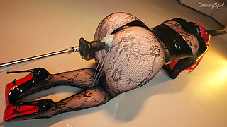 Makima Cosplay: Submissive BDSM Girl Creampied by a Fuck Machine 4K