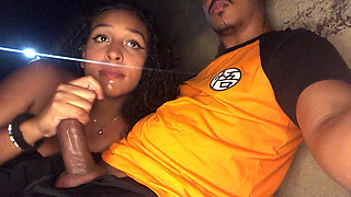 This young girl sucked me on the beach, and they caught us fucking in the open