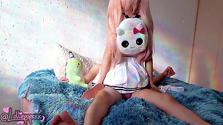 Cute Petite Girl in White Skirt & Backpack Gets Filled with Cum - Dripping Creampie