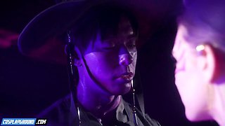 Sexy Anime Cosplay Parody: Titus Low as Mystery Saja Pounds Melody Marks with Deep Throat,