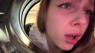 IMAGINE, IM STUCK IN THE WASHING MACHINE! I fucked my stepsister in the machine