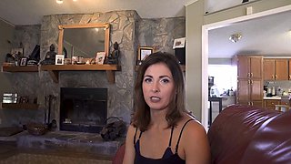 European amateur brunette rides big dick