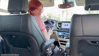Step Son Cums In Pants With Hot MILF Kitty Quinn - Public Car Sex & Big Booty Riding