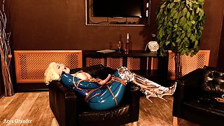 Backstage From DOMINATION & SUBMISSION Wire Restrain bondage Process, Shibari Getting off in Spandex
