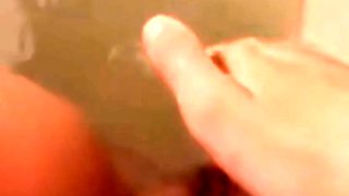 Horny nerd playing in the bath