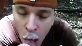 Twink blows big-cocked worker outdoors