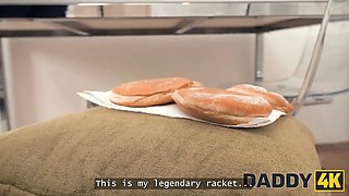 Daddy4k. mind-blowing girlfriend loves to risk and cheats on her boyfriend in the next room