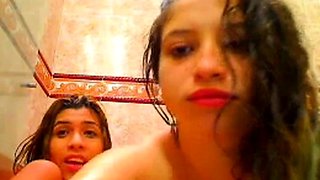 Big-Tit Lesbian Webcam Shower