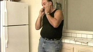 Face Fucked French Lady Sucking Cock Under the Table