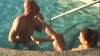 Outdoors foot play near the pool