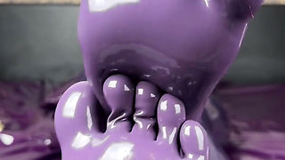 Purple Latex Gloves and Socks Tease by Miss Fetilicious