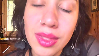 Horny latina spanking my tits and ass