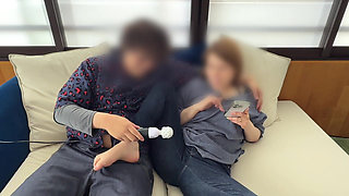 Married Woman Tormented with a Vibrator on the Sofa