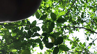 Threesome outdoor fuck inside the bush